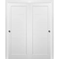 Sliding Closet Bypass Doors with hardware | Quadro 4115 White Silk | Sturdy Rails Moldings Trims Set | Kitchen Wooden Solid Bedroom Wardrobe Doors  White