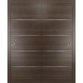 Sliding Closet Bypass Doors | Planum 0020 Matte Black | Sturdy Rails Moldings Trims Hardware Set | Wood Solid Bedroom Wardrobe Doors  Chocolate Ash