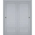 Sliding Closet Bypass Doors | Veregio 7411 Matte Grey | Sturdy Rails Moldings Trims Hardware Set | Wood Solid Bedroom Wardrobe Doors  Matte Grey