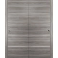 Sliding Closet Bypass Doors | Planum 0020 Matte Black | Sturdy Rails Moldings Trims Hardware Set | Wood Solid Bedroom Wardrobe Doors  Ginger Ash