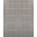 Sliding Closet Bypass Doors | Planum 0020 Matte Black | Sturdy Rails Moldings Trims Hardware Set | Wood Solid Bedroom Wardrobe Doors  Grey Oak