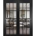 Sliding Closet Bypass Doors | Felicia 3355 Matte Black with Clear Glass | Sturdy Rails Moldings Trims Hardware Set | Wood Solid Bedroom Wardrobe Doors -36" x 80" (2* 18x80) Black Matte