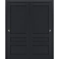 Sliding Closet Double Bi-fold Doors | Veregio 7411 White Silk | Sturdy Tracks Moldings Trims Hardware Set | Wood Solid Bedroom Wardrobe Doors  Antracite