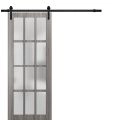 Sturdy Barn Door 12 Lites | Felicia 3312 | 6.6FT Rail Hangers Heavy Hardware Set | Solid Panel Interior Doors -36" x 80" Ginger Ash