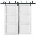 Barn Bypass Doors with 6.6ft Hardware | Lucia 2661 White Silk | Sturdy Heavy Duty Rails Kit Steel Set | Double Sliding Kitchen Pantry Shaker Panel Door  White