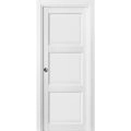 3 Panel Pocket Door | Lucia 2661 White Silk | Kit Trims Rail Hardware | Solid Wood Interior Pantry Kitchen Bedroom Sliding Closet Sturdy Doors  White