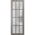 Slab Barn Door Panel Frosted Glass 12 Lites | Felicia 3312 Matte Black | Sturdy Finished Doors | Pocket Closet Sliding -30" x 80" Ginger Ash