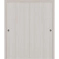 Sliding Closet Bypass Doors 36 x 80 inches | BASIC 3001 Antique Oak | Rails Hardware Set | Wood Solid Bedroom Wardrobe Doors Ash Franko