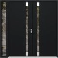 Front Exterior Prehung Aluminum Double Doors / Cynex 6777 Black / 1 Sidelight / Mirrored Clear Glass Modern Painted 86x96 (W72+14" x H96") Right hand Inswing Black