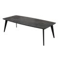 Dining Table PALERMO 94x39x29 White Glass Laminam Naturali Noir Desir