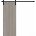 Modern Barn Door 42 x 80 inches | BASIC 3001 Ash Franko | 8FT Rail Track Heavy Hardware Set | Solid Panel Interior Doors Oak Franko