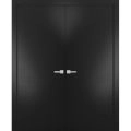 Planum Solid French Double Doors | Planum 0010 Natural Veneer | Wood Solid Panel Frame Trims | Closet Bedroom Sturdy Doors  Black Matte