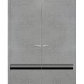 Solid French Double Doors | Planum 0012 Concrete and Aluminum Strips | Wood Solid Panel Frame Trims | Closet Bedroom Sturdy Doors -56" x 96" (2* 28x96) Concrete