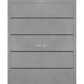 Solid French Double Doors | Planum 0015 Concrete and Aluminum Strips | Wood Solid Panel Frame Trims | Closet Bedroom Sturdy Doors -84" x 80" (2* 42x80) Concrete