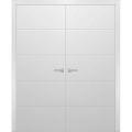 Planum Solid French Double Doors | Planum 0770 Painted White Matte | Wood Solid Panel Frame Trims | Closet Bedroom Sturdy Doors  Painted White