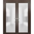 Planum 2102 Interior Double Closet Doors Honey Ash with Trims Frame Handles-36" x 84" (2* 18x84) Chocolate Ash