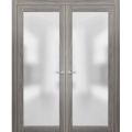 Planum 2102 Interior Double Closet Doors Honey Ash with Trims Frame Handles-36" x 84" (2* 18x84) Ginger Ash