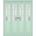 Sliding Closet Double Bi-fold Doors | Veregio 7339 Antracite with Frosted Glass | Sturdy Tracks Moldings Trims Hardware Set | Wood Solid Bedroom Wardrobe Doors  Oliva