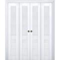 Sliding Closet Double Bi-fold Doors | Veregio 7411 White Silk | Sturdy Tracks Moldings Trims Hardware Set | Wood Solid Bedroom Wardrobe Doors  White
