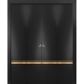 Sliding Closet Double Bi-fold Doors | Planum 2010 Matte Black and Aluminum Strips | Sturdy Tracks Moldings Trims Hardware Set | Wood Solid Bedroom Wardrobe Doors Black Matte