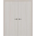 Interior Solid French Double Doors 36 x 80 inches | BASIC 3001 Caramel Oak | Wood Interior Solid Panel Frame | Closet Bedroom Modern Doors Ash Franko