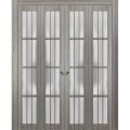 Sliding Closet Double Bi-fold Doors | Felicia 3312 White Silk with Frosted Glass | Sturdy Tracks Moldings Trims Hardware Set | Wood Solid Bedroom Wardrobe Doors  Ginger Ash