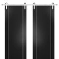 Sturdy Double Barn Door with Hardware | Planum 0410 Black Matte | 13FT Rail Hangers Heavy Set | Modern Solid Panel Interior Doors -64" x 80" (2* 32x80) Black Matte