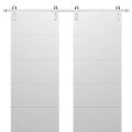 Sliding Double Barn Doors with Hardware | Planum 0770 Painted White Matte | Silver 13FT Rail Hangers Sturdy Set | Modern Solid Panel Interior Hall Bedroom Bathroom Door ? United Porte Painted White