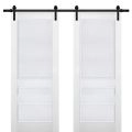 Sturdy Double Barn Door | Veregio 7411 Oliva | Silver 13FT Rail Hangers Heavy Set | Solid Panel Interior Doors White