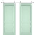 Sturdy Double Barn Door | Veregio 7411 Oliva | Silver 13FT Rail Hangers Heavy Set | Solid Panel Interior Doors Oliva