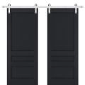 Sturdy Double Barn Door | Veregio 7411 Oliva | Silver 13FT Rail Hangers Heavy Set | Solid Panel Interior Doors Antracite