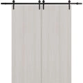 Modern Double Barn Door 36 x 80 inches | BASIC 3001 Antique Oak | 13FT Rail Track Set | Solid Panel Interior Doors Ash Franko