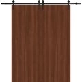 Modern Double Barn Door 72 x 84 inches | BASIC 3001 Antique Oak | 13FT Rail Track Set | Solid Panel Interior Doors Walnut Franko