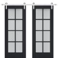 Sturdy Double Barn Door with Frosted Glass | Veregio 7412 Matte Grey | 13FT Rail Hangers Heavy Set | Solid Panel Interior Doors-84" x 80" (2* 42x80) Antracite