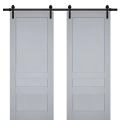 Sturdy Double Barn Door | Veregio 7411 Antracite | 13FT Rail Hangers Heavy Set | Solid Panel Interior Doors-84" x 80" (2* 42x80) Matte Grey