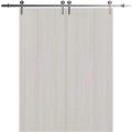 Modern Double Barn Door 36 x 80 inches | BASIC 3001 Caramel Oak | 13FT Silver Rail Track Set | Solid Panel Interior Doors Ash Franko