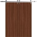 Modern Double Barn Door 36 x 80 inches | BASIC 3001 Caramel Oak | 13FT Silver Rail Track Set | Solid Panel Interior Doors Walnut Franko