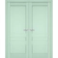 Interior Solid French Double Doors | Veregio 7411 Matte Grey | Wood Solid Panel Frame Trims | Closet Bedroom Sturdy Doors  Oliva