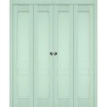 Sliding Closet Double Bi-fold Doors | Veregio 7411 White Silk | Sturdy Tracks Moldings Trims Hardware Set | Wood Solid Bedroom Wardrobe Doors  Oliva