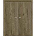 Interior Solid French Double Doors 36 x 80 inches | BASIC 3001 Caramel Oak | Wood Interior Solid Panel Frame | Closet Bedroom Modern Doors Antique Oak