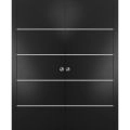Sliding Double Pocket Door with Frames | Planum 0210 Black Matte and Aluminum Strips | Kit Trims Rail Hardware | Solid Wood Interior Bedroom Bathroom Closet Sturdy Doors -64" x 96" (2* 32x96) Black Matte