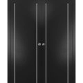 Sliding Double Pocket Door with Frames | Planum 0410 Black Matte | Kit Trims Rail Hardware | Solid Wood Interior Bedroom Bathroom Closet Sturdy Doors -84" x 80" (2* 42x80) Black Matte