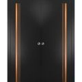 Sliding Double Pocket Door with Frames | Planum 1010 Chocolate Ash and Aluminum Strips | Kit Trims Rail Hardware | Solid Wood Interior Bedroom Bathroom Closet Sturdy Doors -60" x 80" (2* 30x80) Black Matte