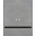 Sliding Double Pocket Door with Frames | Planum 0012 Ginger Ash and Aluminum Strips | Kit Trims Rail Hardware | Solid Wood Interior Bedroom Bathroom Closet Sturdy Doors -56" x 96" (2* 28x96) Concrete
