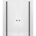 Modern Double Pocket Doors | Planum 0011 Natural Veneer and Aluminum Strips | Kit Trims Rail Hardware | Solid Wood Interior Bedroom Sliding Closet Sturdy Door White