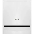Sliding Double Pocket Door with Frames | Planum 0012 Ginger Ash and Aluminum Strips | Kit Trims Rail Hardware | Solid Wood Interior Bedroom Bathroom Closet Sturdy Doors -56" x 96" (2* 28x96) White