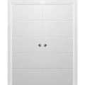Modern Double Pocket Doors | Planum 0770 Painted White Matte | Kit Trims Rail Hardware | Solid Wood Interior Bedroom Sliding Closet Sturdy Door Painted White