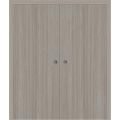Sliding French Double Pocket Doors 36 x 80 inches | BASIC 3001 Antique Oak | Kit Rail Hardware | Solid Wood Interior Bedroom Modern Doors Oak Franko