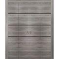 Sliding Closet Double Bi-fold Doors | Planum 0015 Walnut and Aluminum Strips | Sturdy Tracks Moldings Trims Hardware Set | Wood Solid Bedroom Wardrobe Doors Ginger Ash