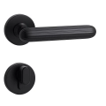 Door Euro Handle KYIV for Magnetic Lock, Black, Passage Black Matte